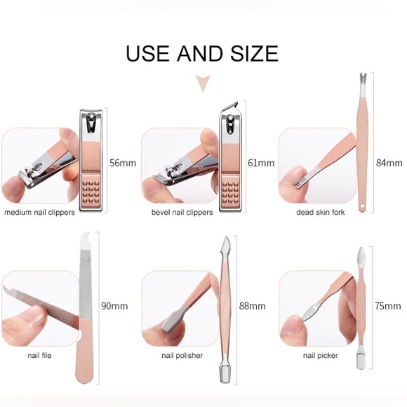 Nail Clipper Grooming 10pc Tool Set….Rose Gold - Picture 5 of 6